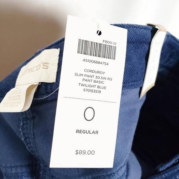 CHICO'S corduroy slim leg pants twilight blue - Picture 4 of 7